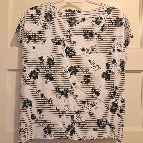 Lauren Ralph Lauren Floral Top WOMENS SIZE PM PETITE MEDIUM striped lightweight - Picture 3 of 4